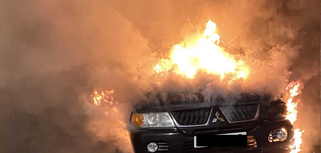 Photo of a car on fire